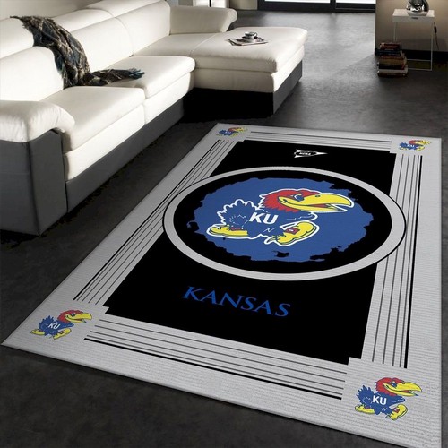 Kansas Jayhawks Ncaa Team Logo Nice Gift Rectangle Area Rug  Chussin | Home Decor Easily