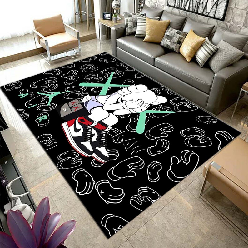 Kaws & Air Jordan Shoes Area Rug - Chussin | Home Decor Easily