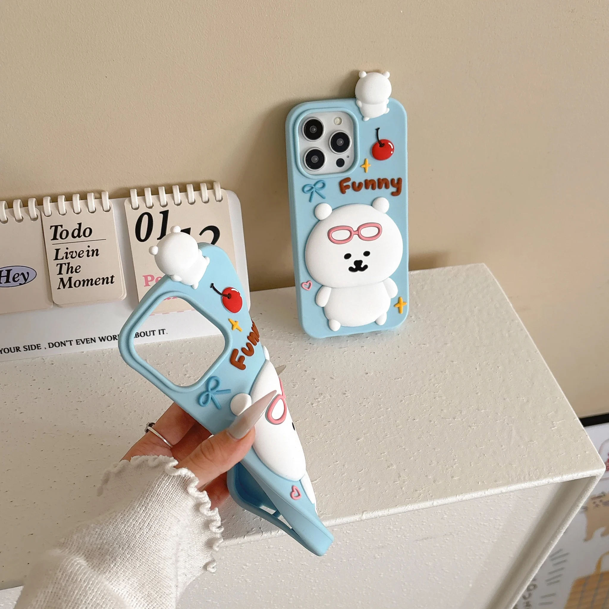 Kawaii 3D Cartoon self deprecating Bear Phone Case - Image 7