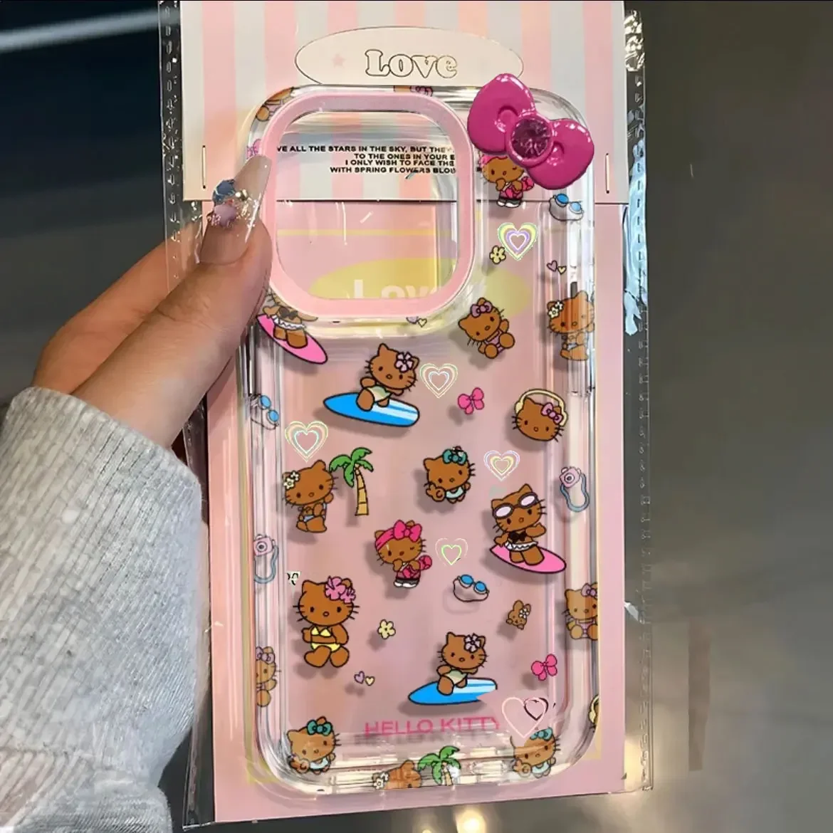 Black Skin Hello Kitty Laser Love Surf Phone Case