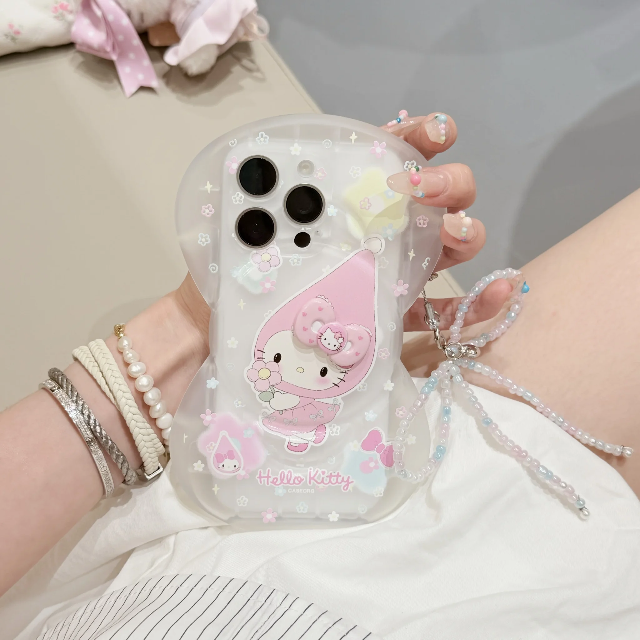 3D Large Bowknot Hello Kitty Chain Pendant Phone Case - Image 4