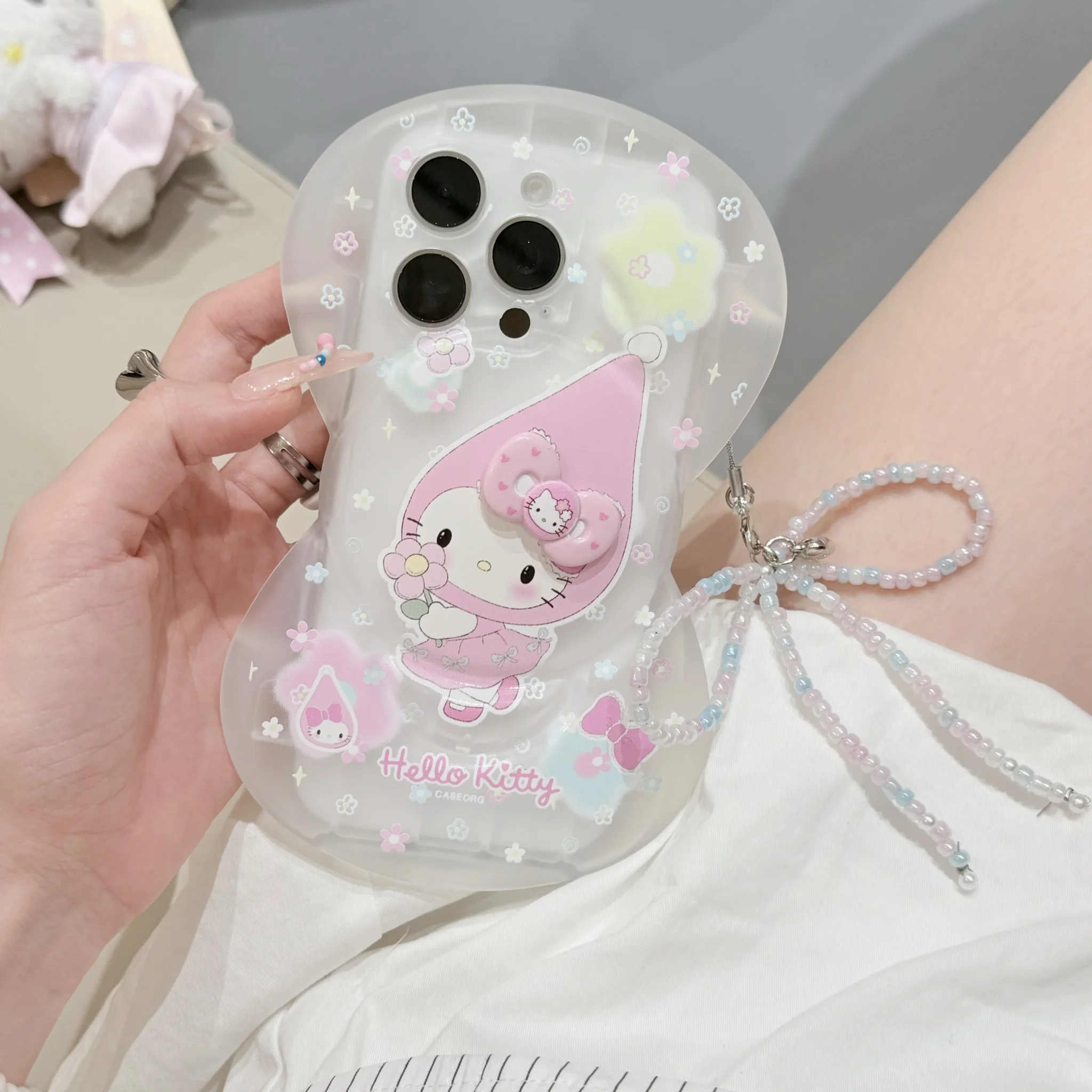 3D Large Bowknot Hello Kitty Chain Pendant Phone Case