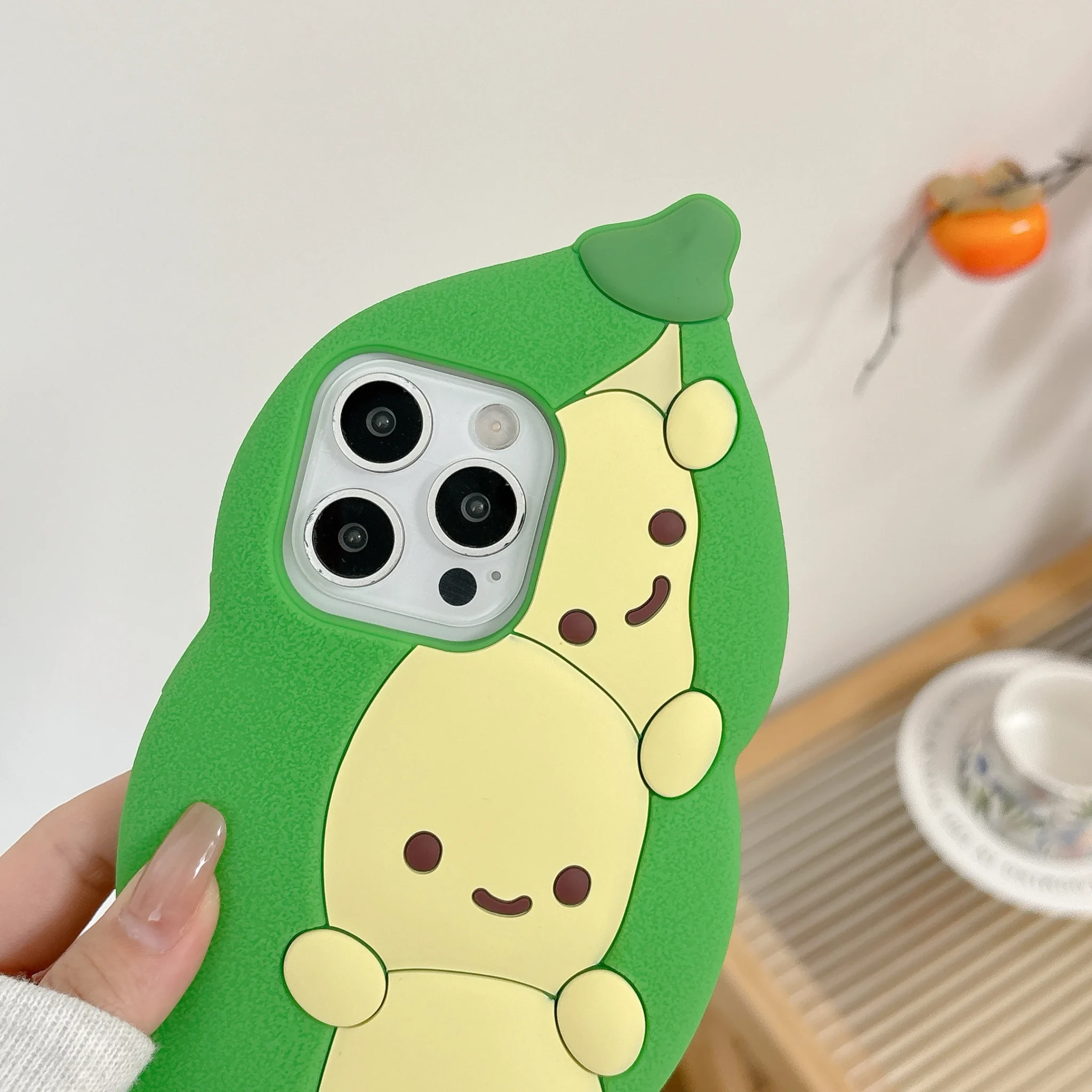 3D Cute Cartoon Lively Pea Soft Silicone Phone Case - Image 5