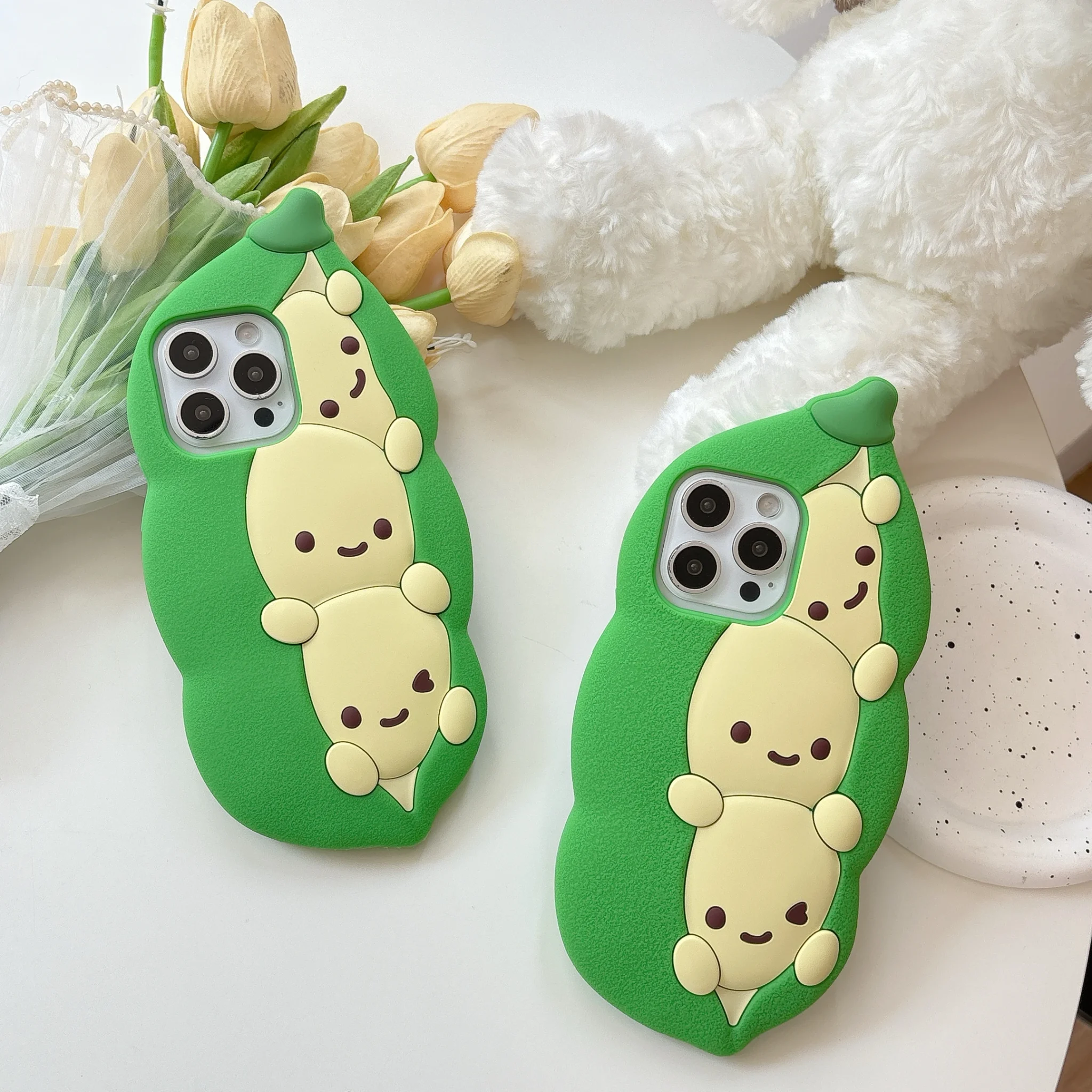 3D Cute Cartoon Lively Pea Soft Silicone Phone Case - Image 4