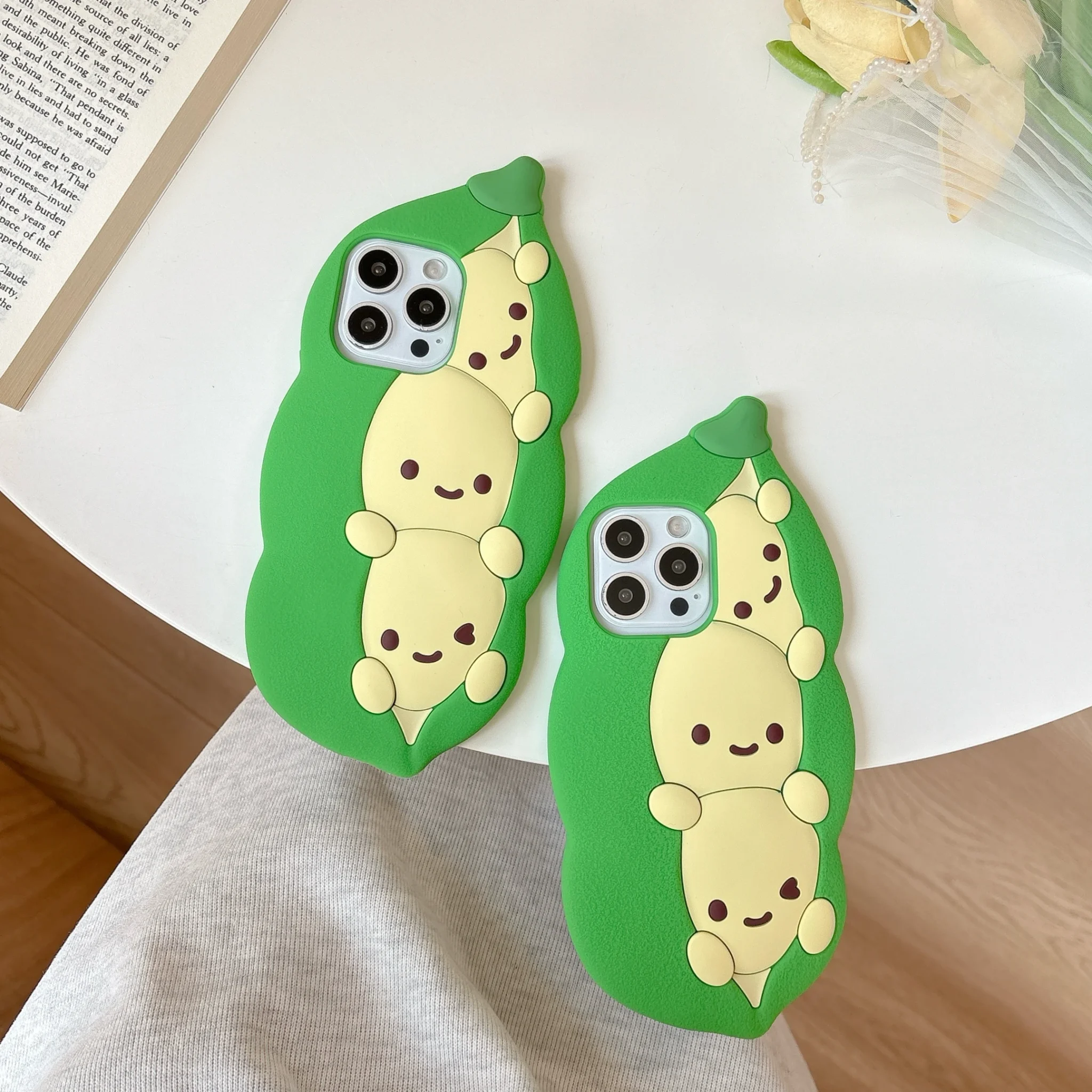 3D Cute Cartoon Lively Pea Soft Silicone Phone Case - Image 3