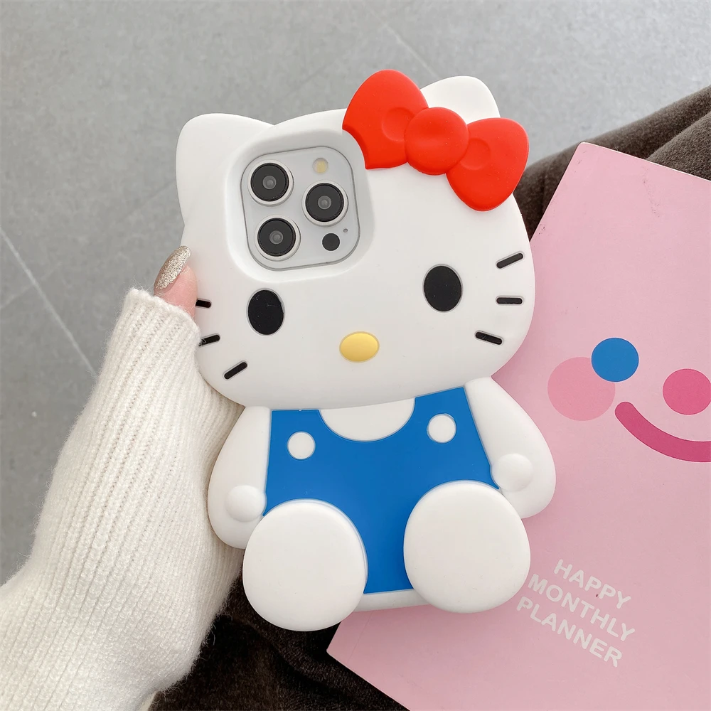 3D Cute Hello Kitty Liquid Silicone Phone Case