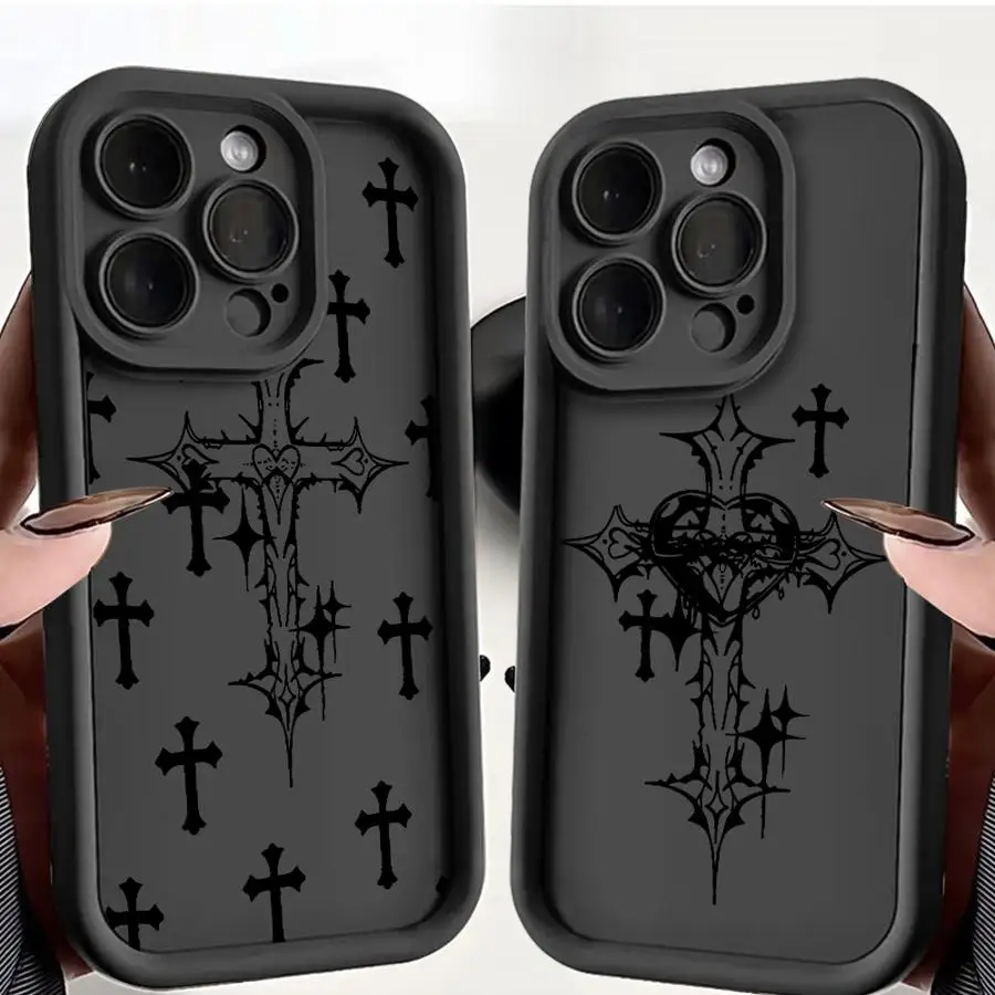 Luxury Black Cross Print Phone Case