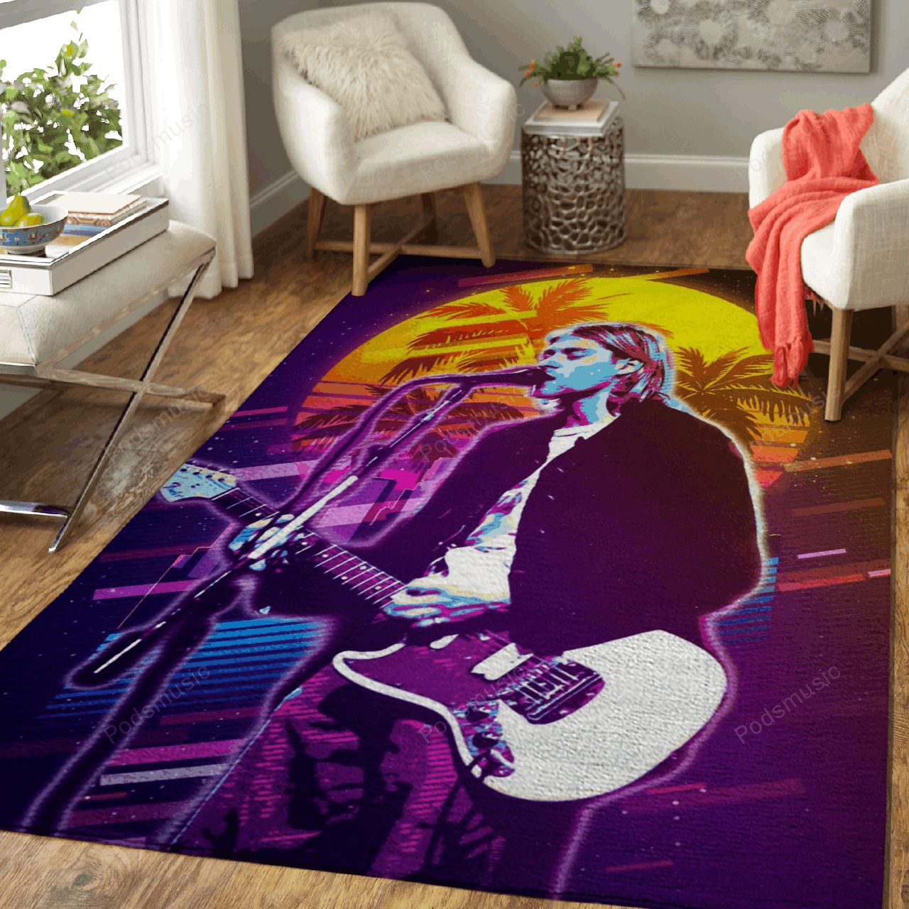 Kurt Cobain Live 80S Artwork Music Synthwave 80S Art For Fans Area  Chussin | Home Decor Easily