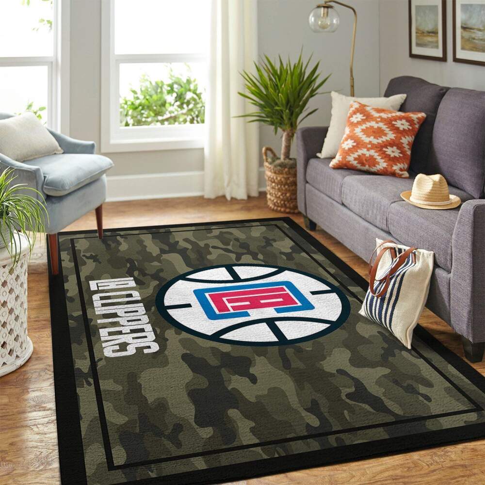 La Clippers Nba Area Rugs Camo Style Team Logo  Chussin | Home Decor Easily