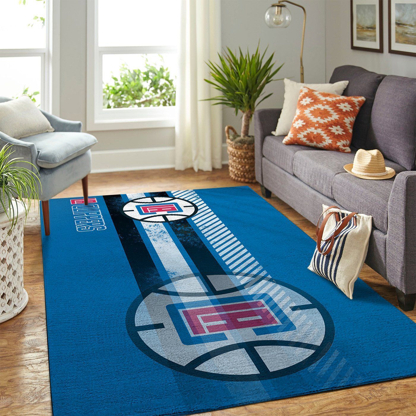 La Clippers Nba Area Rugs Team Logo Sports  Chussin | Home Decor Easily
