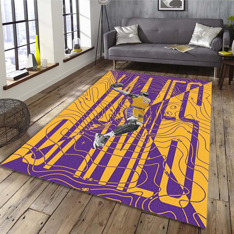 Lebron James Rug Los Angles Lakers Basketball Legends Mat Sport Chussin | Home Decor Easily