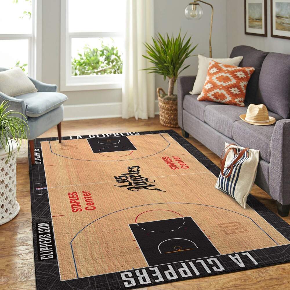 Los Angeles Clippers Court Area Rug Nba Basketball Team Logo | Home Decor Easily