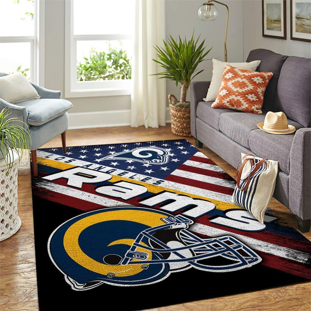 Los Angeles Rams Nfl Area Rugs Team Logo American Flag Style Sports  Chussin | Home Decor Easily