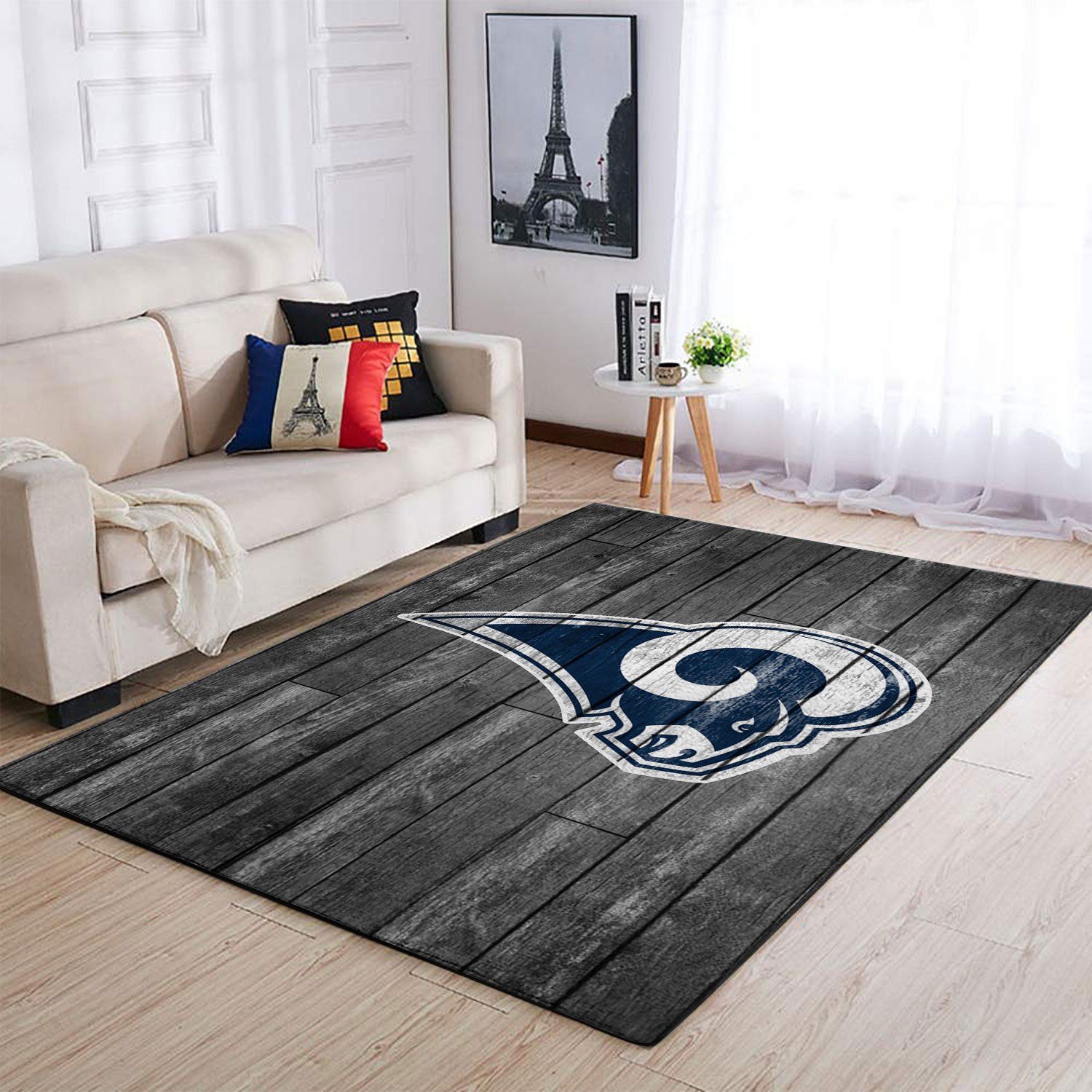 Los Angeles Rams Nfl Team Logo Grey Area Rugs Wooden Style Sports  Chussin | Home Decor Easily