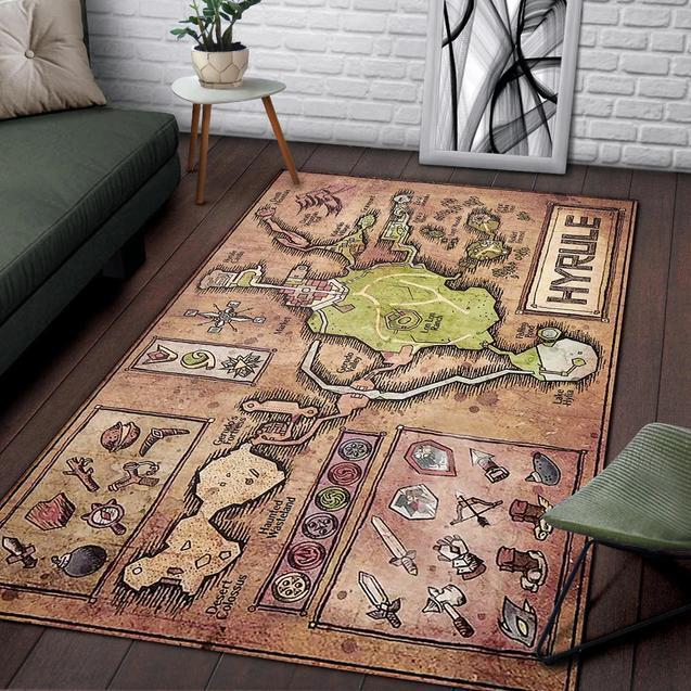 Map Of Hyrule From Legend Of Zelda Ocarina Of Time Area Rug - Chussin | Home Decor Easily