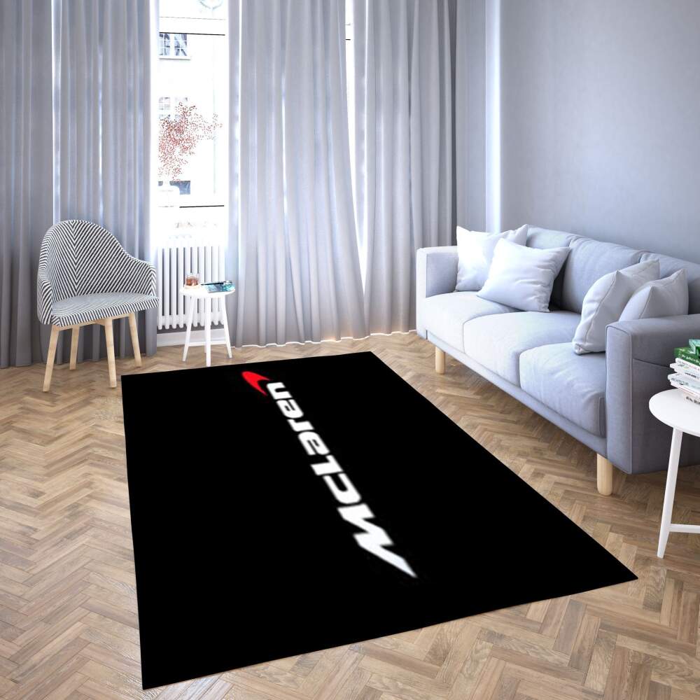 Mclaren Logo Area Rug Black & White Chussin | Home Decor Easily