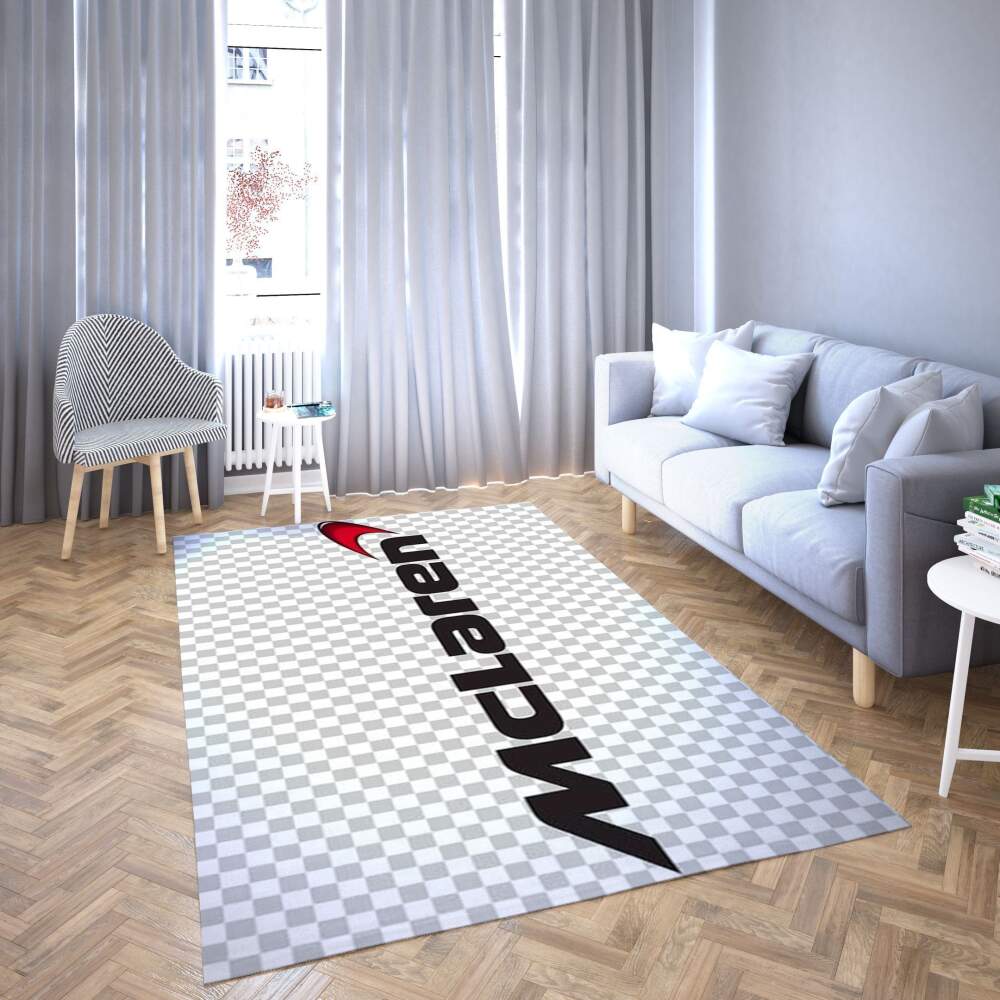 Mclaren Logo Area Rug Chequered  Chussin | Home Decor Easily