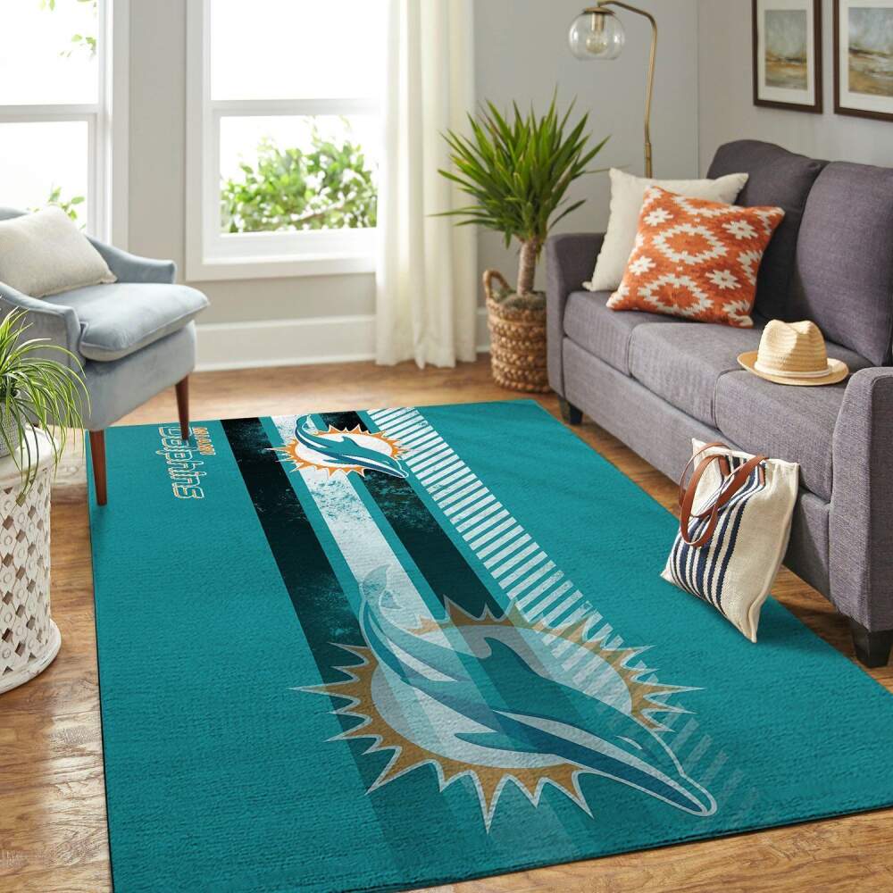Miami Dolphins Nfl Area Rugs Team Logo Sports  Chussin | Home Decor Easily