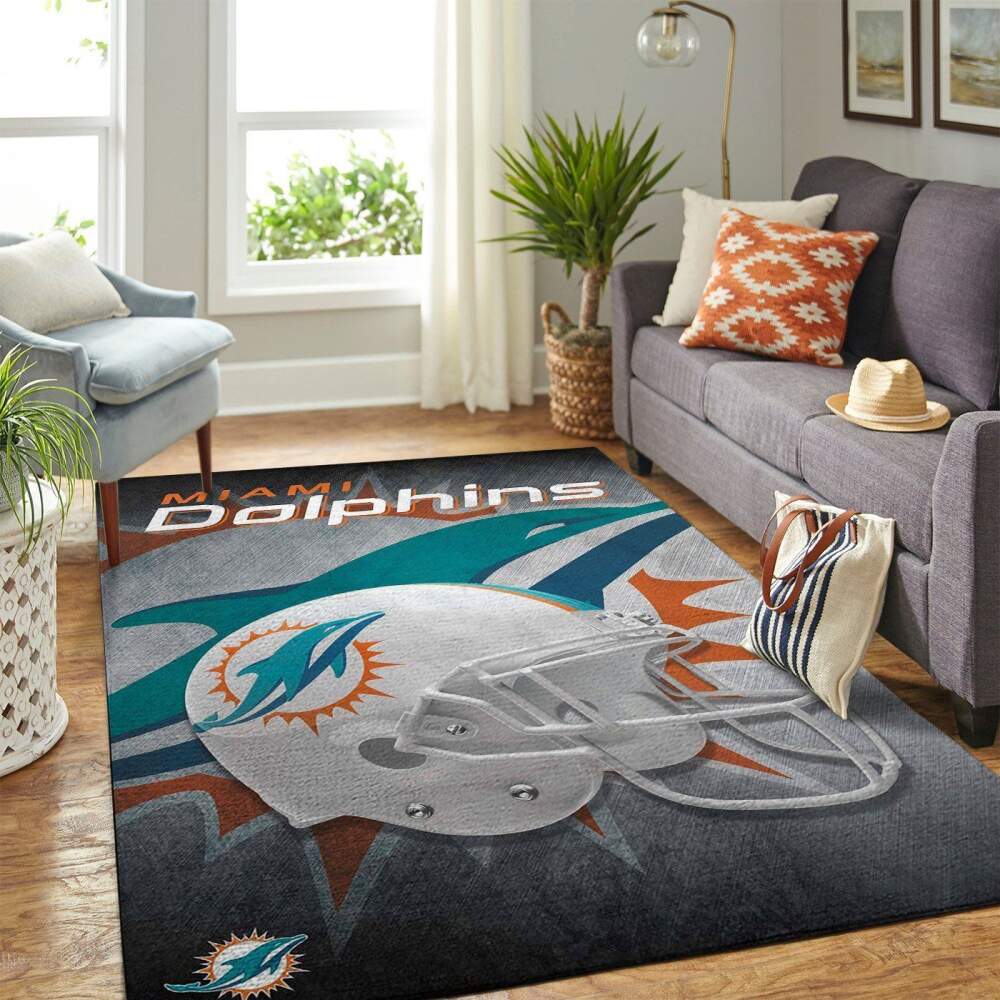 Miami Dolphins Nfl Area Rugs Team Helmet Sports  Chussin | Home Decor Easily