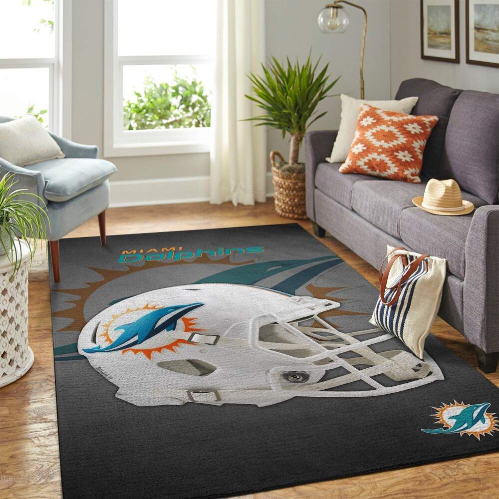 Miami Dolphins Nfl Area Rugs Team Logo Helmet Sports  Chussin | Home Decor Easily