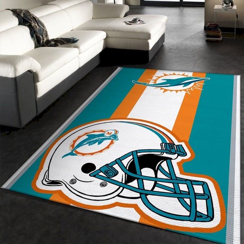 Miami Dolphins Nfl Team Logo Helmet Nice Gift Rectangle Are  Chussin | Home Decor Easily