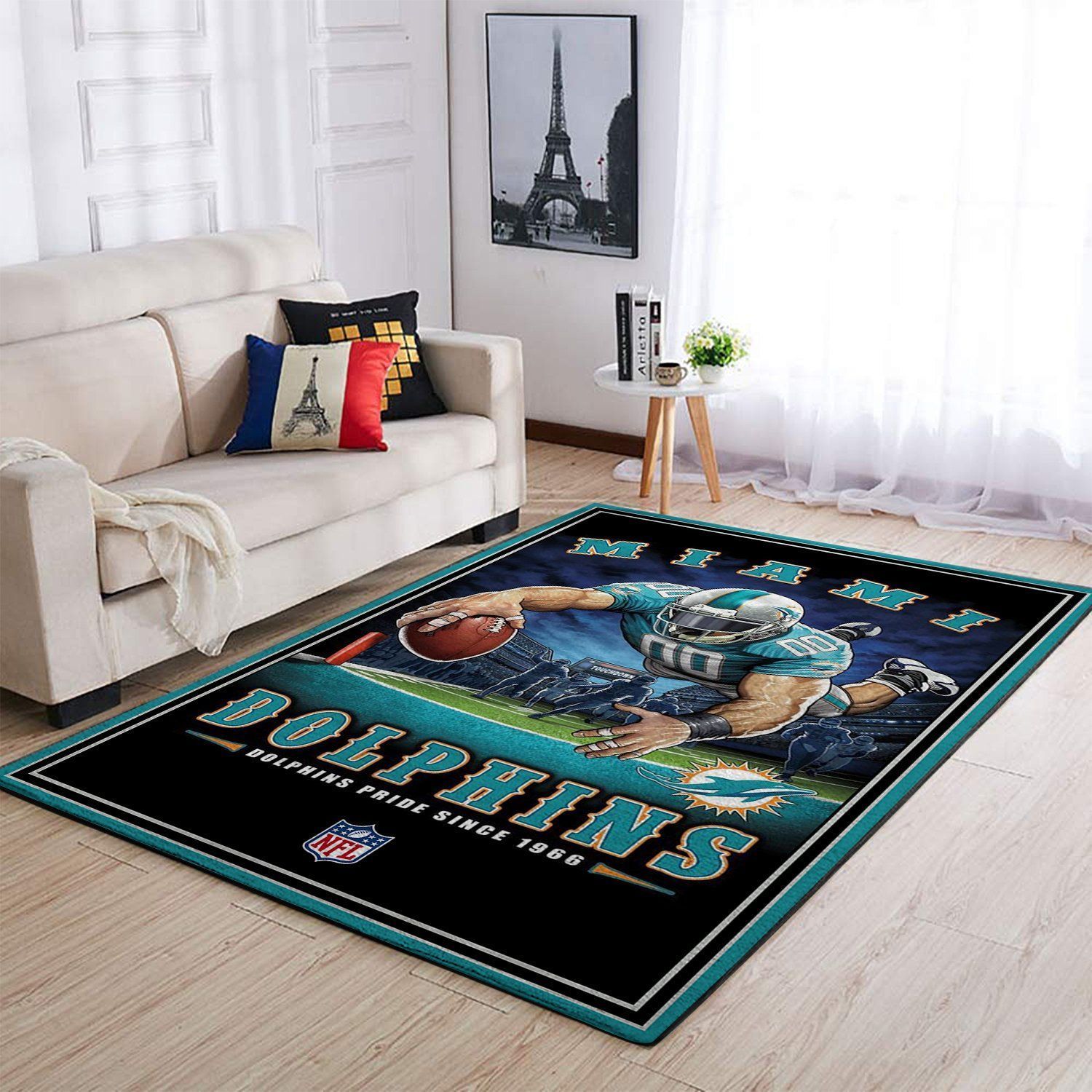 Miami Dolphins Nfl Team Pride Rectangle Area Rug Area  Chussin | Home Decor Easily