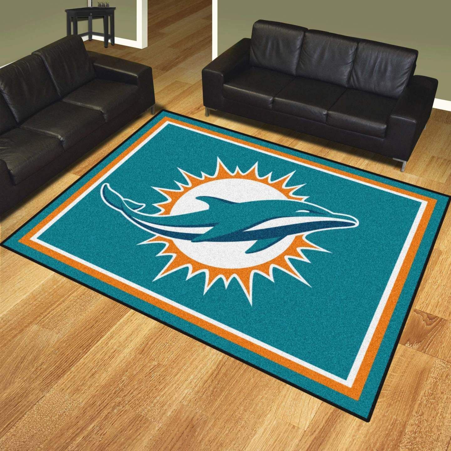 Miami Dolphins Rug Football  Chussin | Home Decor Easily