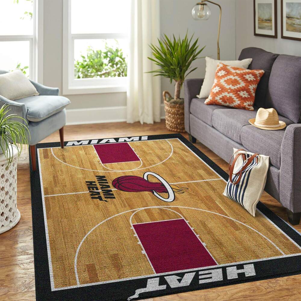 Miami Heat Area Rug Nba Basketball Team Logo V1787 Chussin | Home Decor Easily