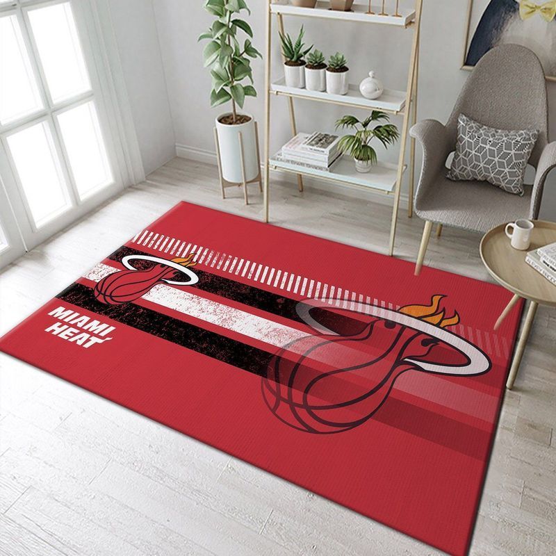 Miami Heat Nba 3 Area Rug And  Chussin | Home Decor Easily