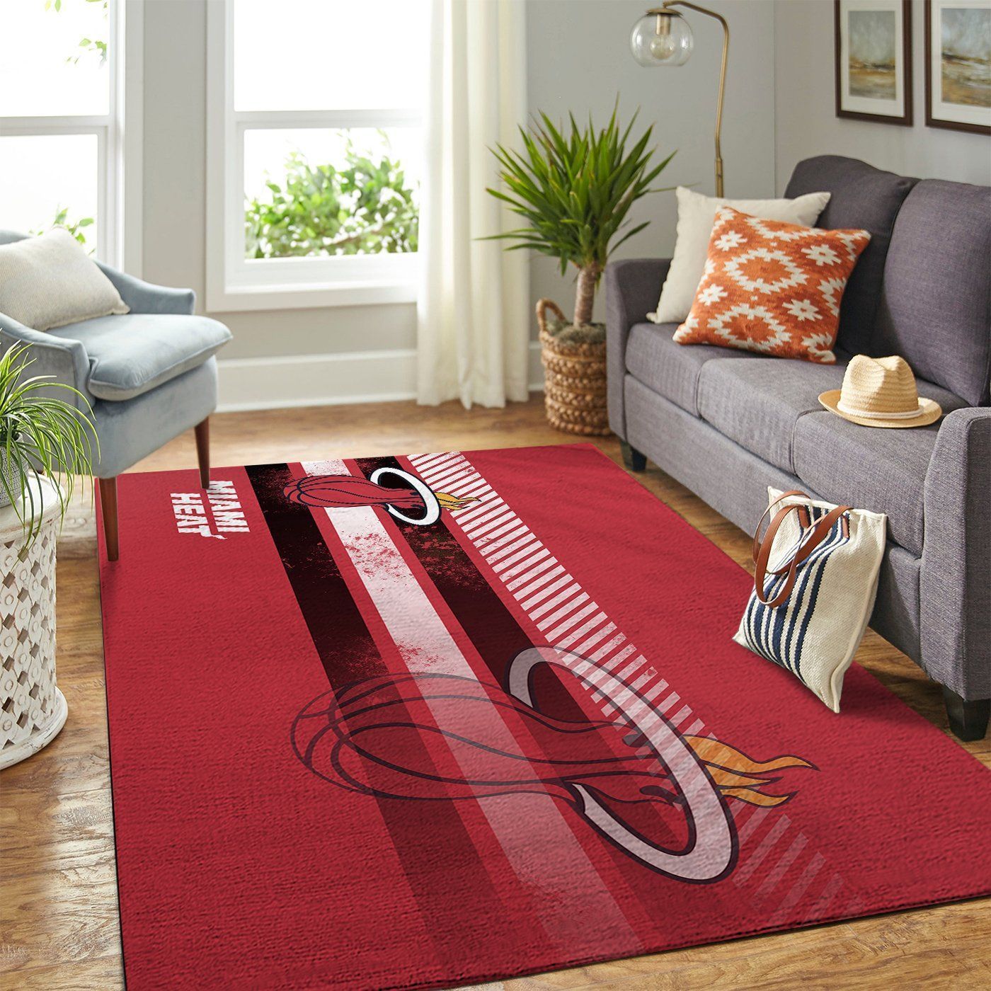 Miami Heat Nba Area Rugs Team Logo Sports  Chussin | Home Decor Easily