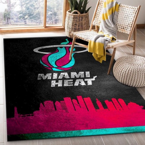 Miami Heat Vice Skyline Nba Team Logo Area Rug Kitchen Rug Us Gift D  Chussin | Home Decor Easily