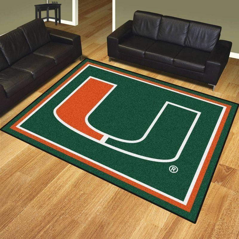 Miami Hurricanes Area Rug Football Team Logo V11140  Chussin | Home Decor Easily