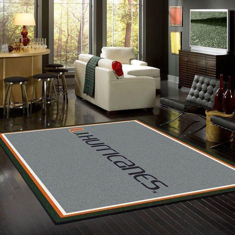 Miami Hurricanes Area Rug Football Team Logo V11141 Chussin | Home Decor Easily