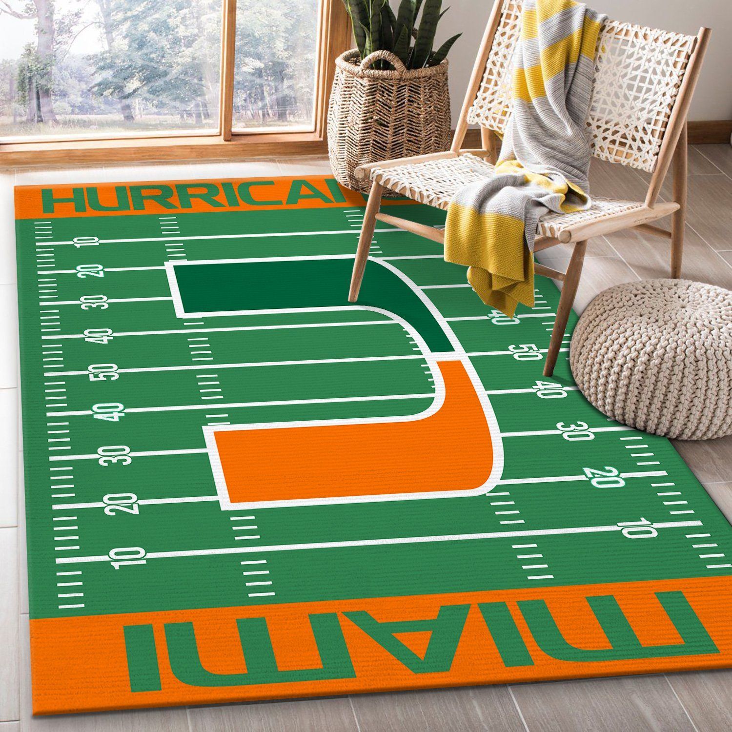 Miami Hurricanes NFL Rug – Custom Size And Printing - Chussin | Home Decor Easily