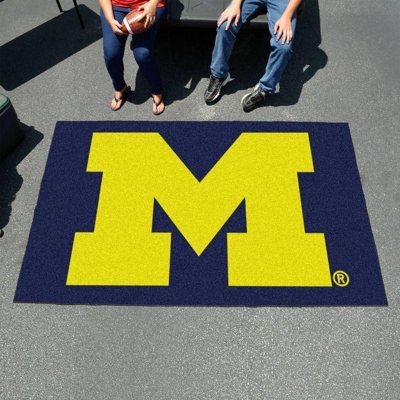 Michigan Wolverines Area Rug Football Team Logo V8319 Chussin | Home Decor Easily