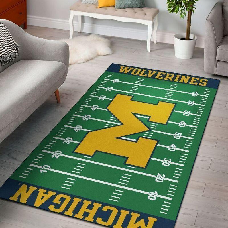 Michigan Wolverines Field Area Rug Football Team Logo Chussin | Home Decor Easily