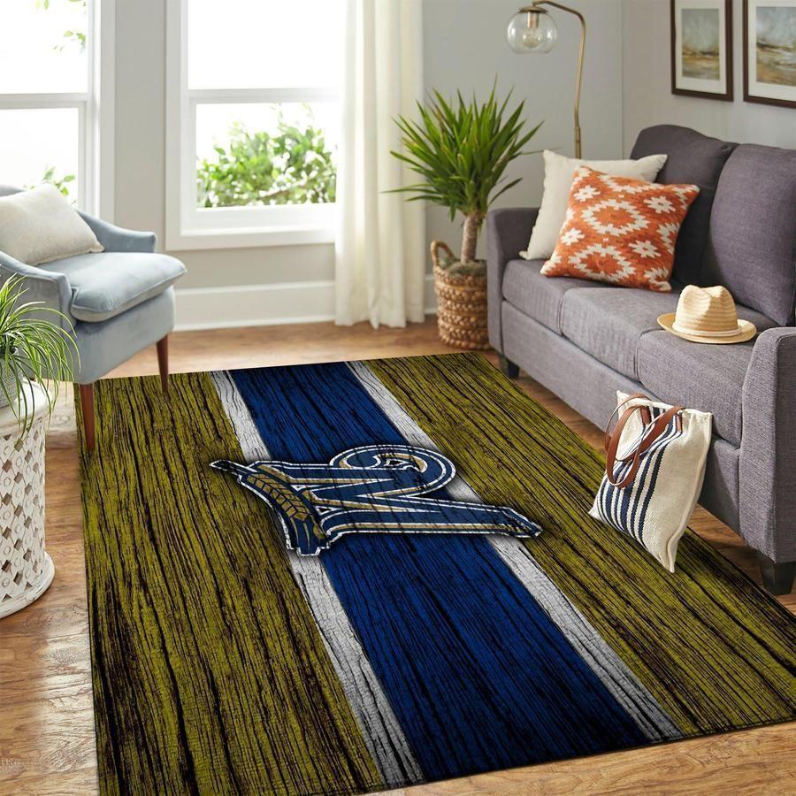 Milwaukee Brewers Area Rug Mlb Baseball Team Logo V1751  Chussin | Home Decor Easily