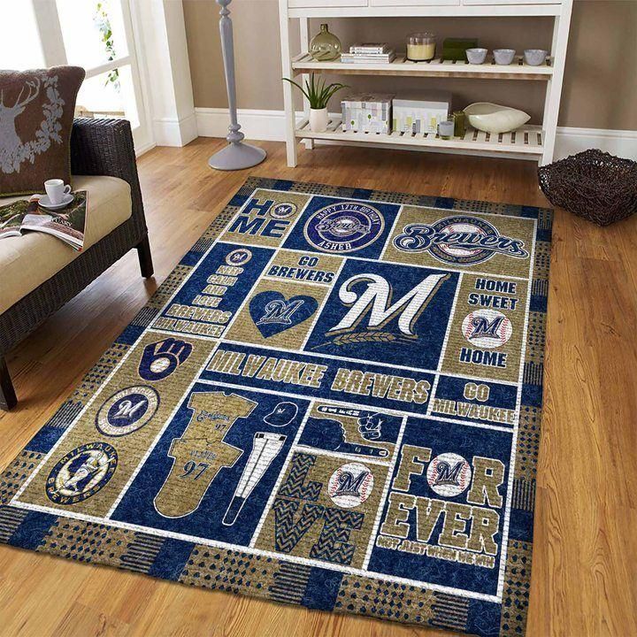 Milwaukee Brewers Area Rug Mlb Baseball Team Logo V1753  Chussin | Home Decor Easily