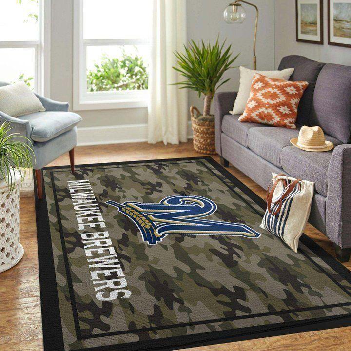 Milwaukee Brewers Area Rug Mlb Baseball Team Logo V1754  Chussin | Home Decor Easily