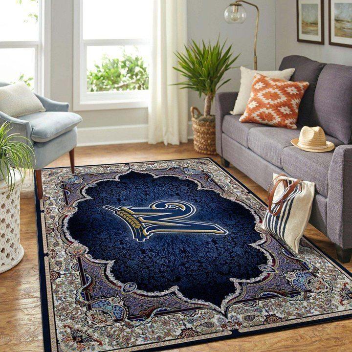 Milwaukee Brewers Area Rug Mlb Baseball Team Logo V1755  Chussin | Home Decor Easily