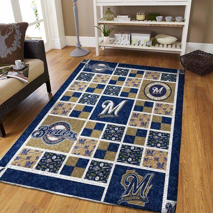 Milwaukee Brewers Area Rug Mlb Baseball Team Logo V1758  Chussin | Home Decor Easily