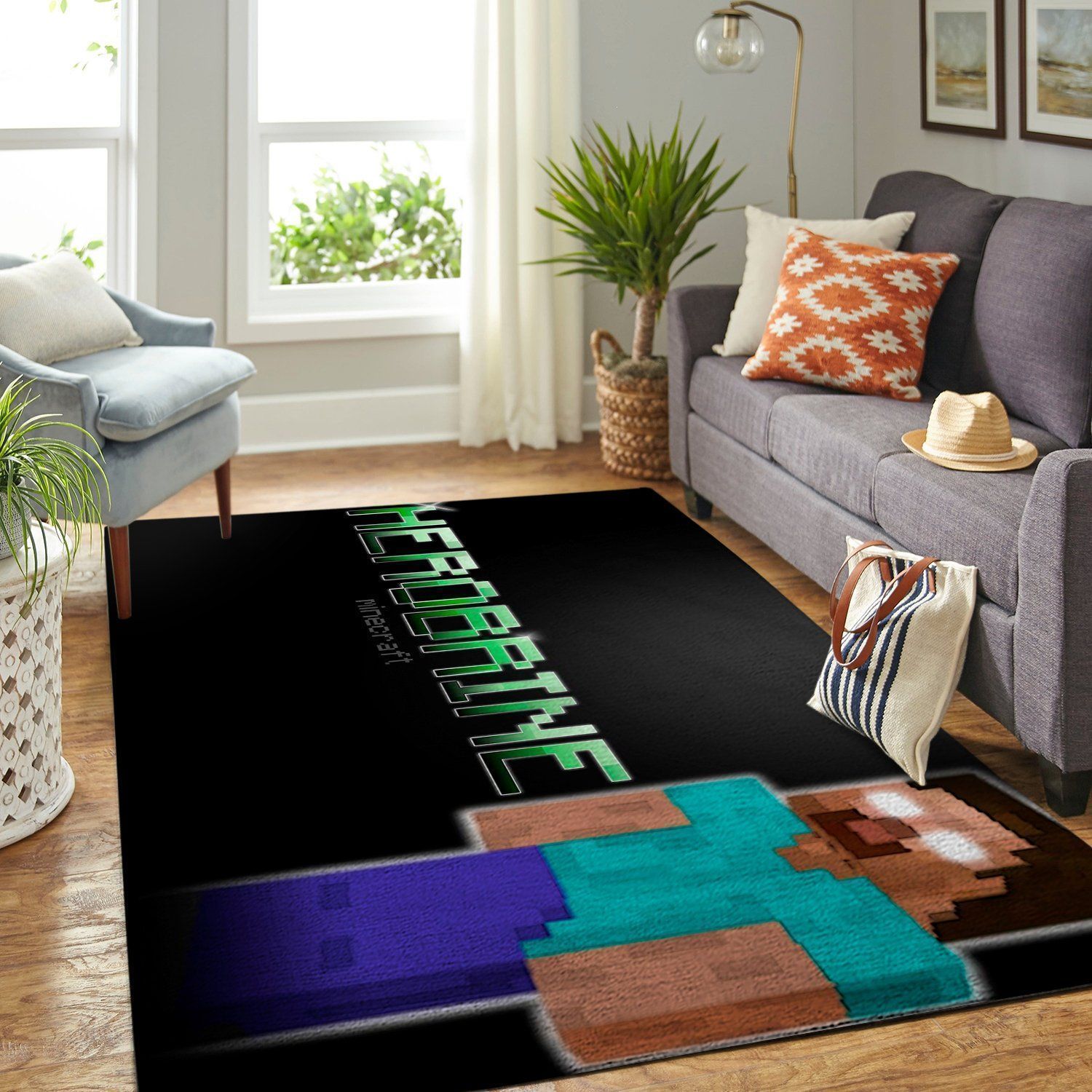 Minecraft Area Rug Video Game Gamer V199  Chussin | Home Decor Easily
