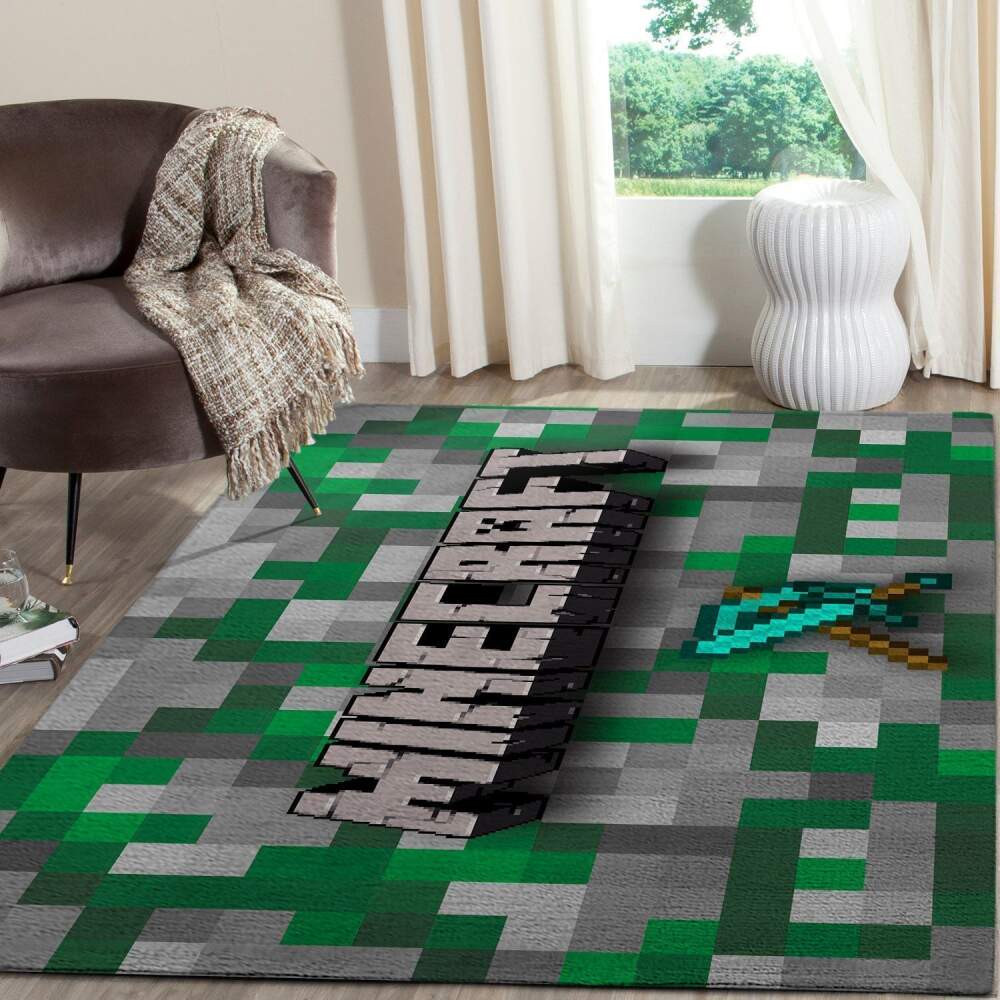 Minecraft Area Rug Video Game Gamer V207 | Home Decor Easily