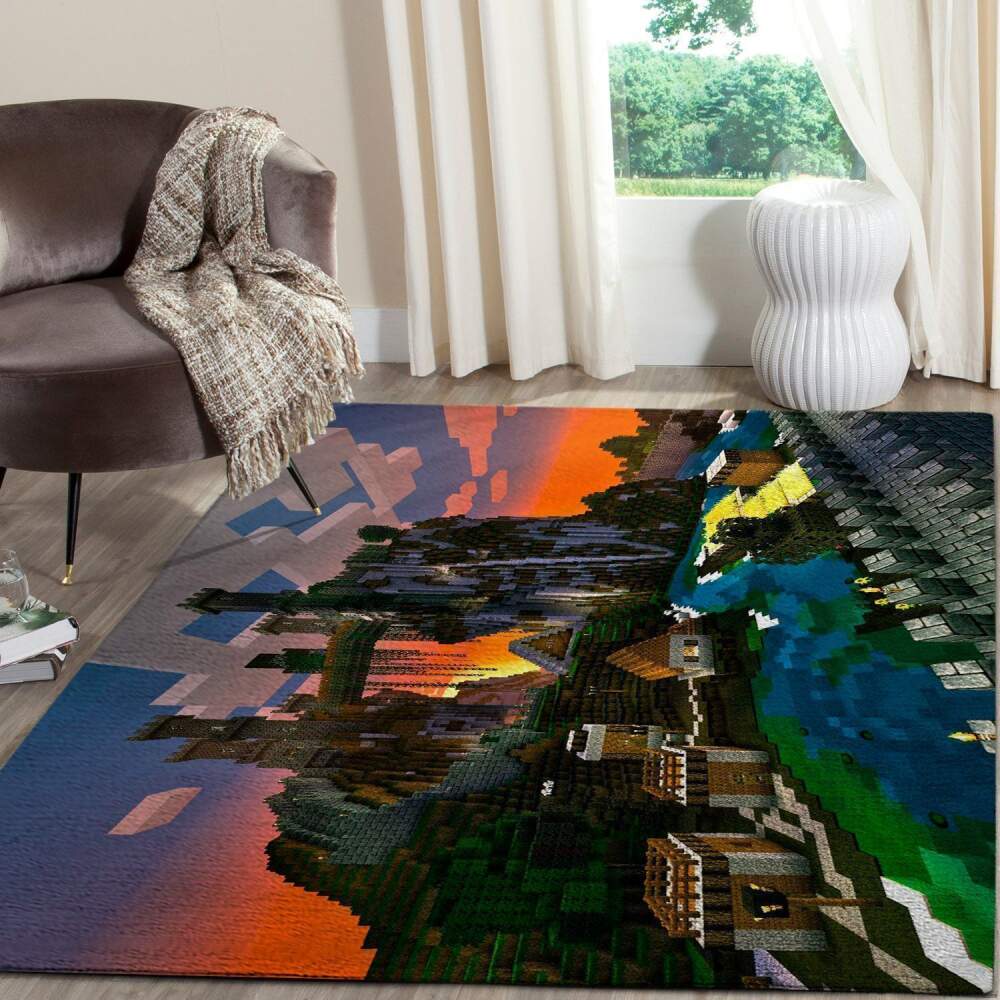 Minecraft Area Rug Video Game Gamer V213 | Home Decor Easily