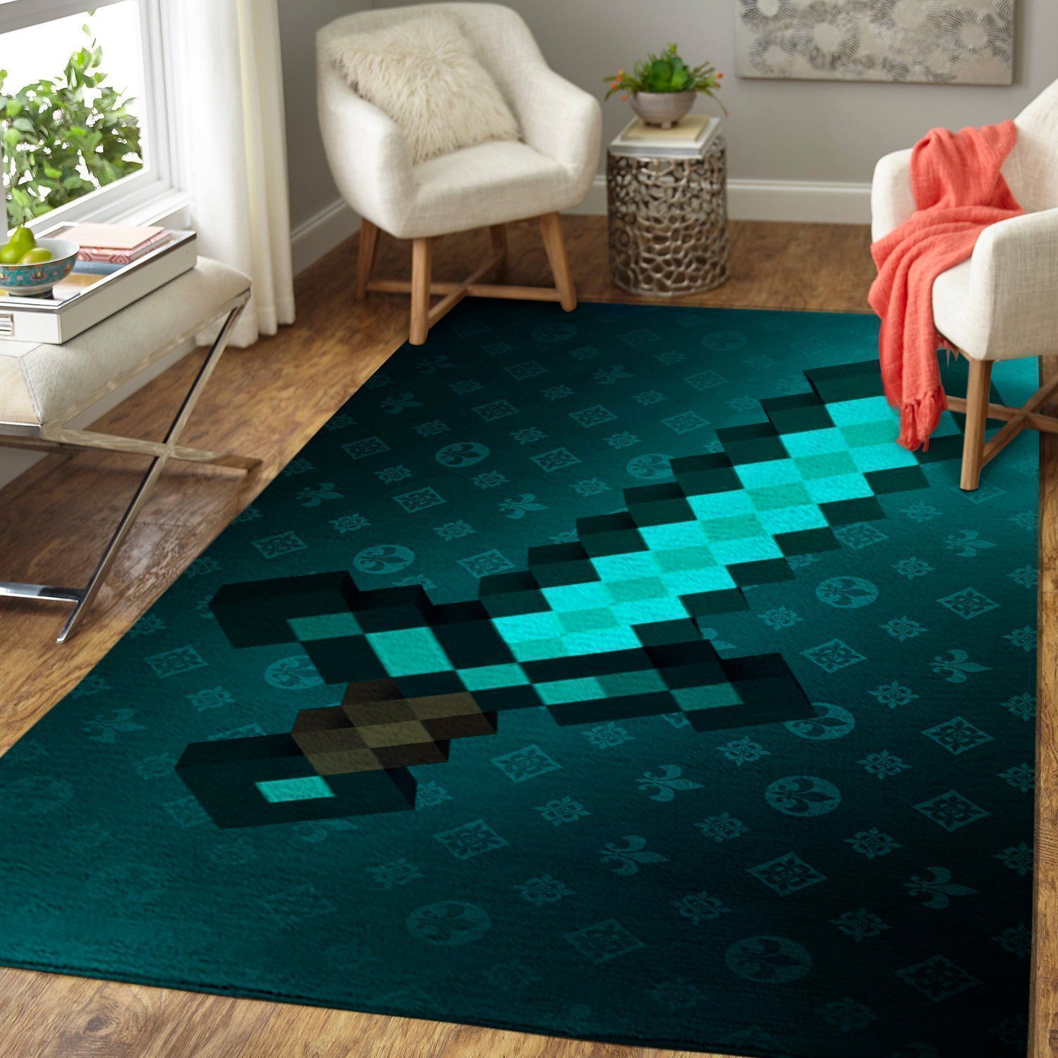 Minecraft Area Rug Video Game Gamer V242 Chussin | Home Decor Easily