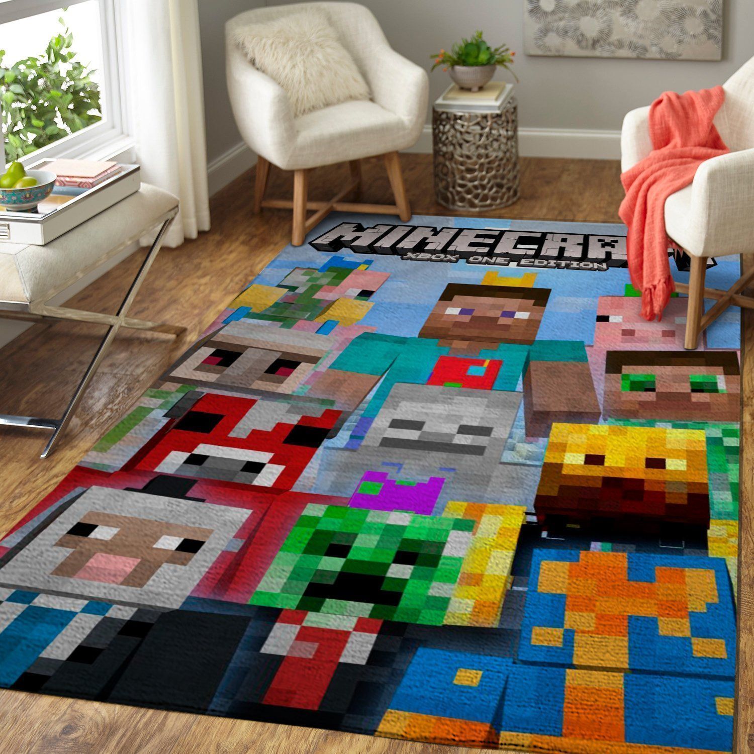 Minecraft Area Rug Video Game Gamer V247 | Home Decor Easily