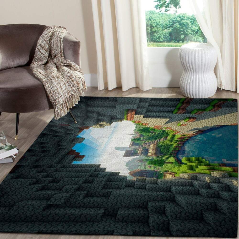 Minecraft Area Rug Video Game Gamer V249 Chussin | Home Decor Easily