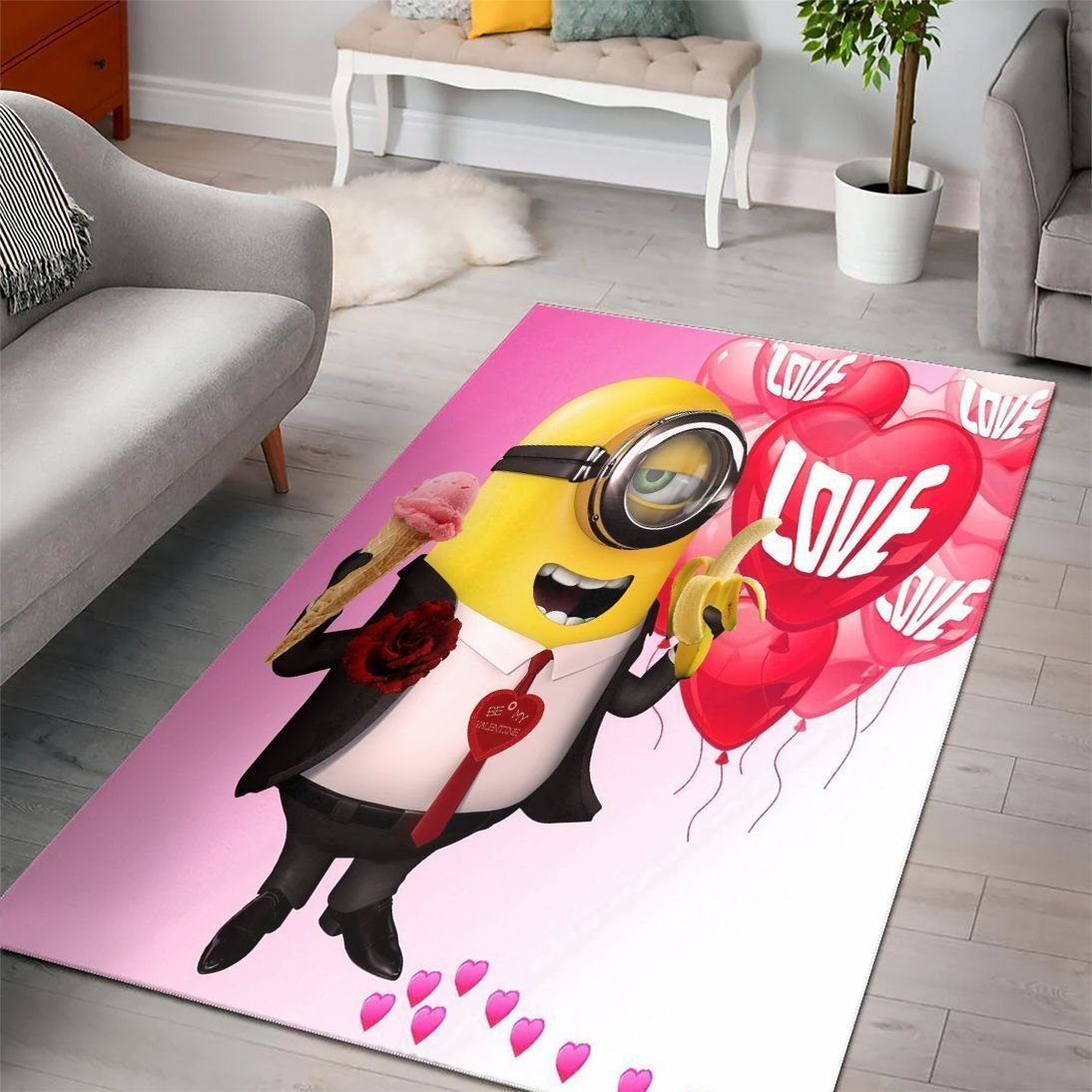 Minions Valentine Despicable Minions Cartoon Movies Area Rugs  Chussin | Home Decor Easily