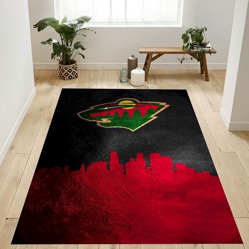 Minnesota Wild Skyline Nfl Logo Area Rug For Gift Bedroom Rug Us Gift  Chussin | Home Decor Easily