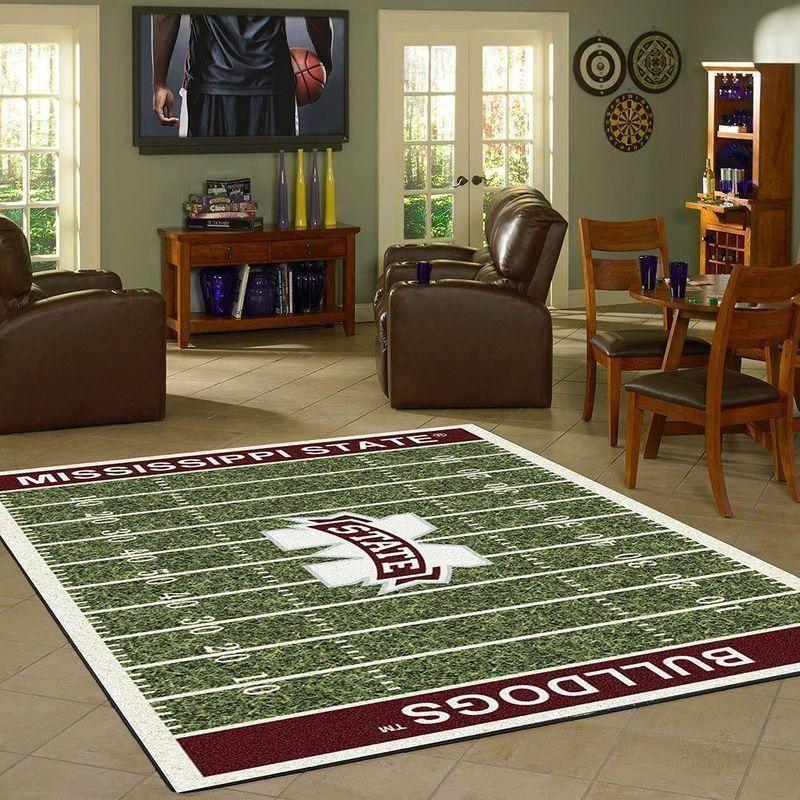 Mississippi State Bulldogs Field Area Rug Football Team Logo V17227 Chussin | Home Decor Easily